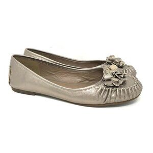 Ecco Ballet Flats Gold Metallic Slip On Leather 8